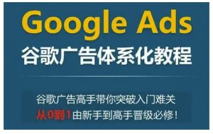 Google Ads谷歌广告体系化教程，谷歌广告高手带你突破入门难关，从0到1由新手到高手晋级必修-巅峰资源网