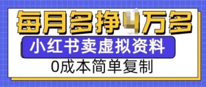 小红书虚拟资料项目，0成本简单复制，每个月多挣1W【揭秘】-巅峰资源网