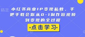 小红书商业IP变现私教，手把手教会你从0-1制作短视频到变现的全过程-巅峰资源网