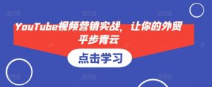 YouTube视频营销实战，让你的外贸平步青云-巅峰资源网