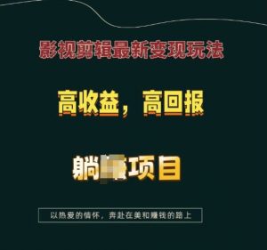 影视剪辑最新变现玩法，高收益，高回报，躺Z项目【揭秘】-巅峰资源网
