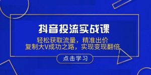 抖音投流实战课，轻松获取流量，精准出价，复制大V成功之路，实现变现翻倍-巅峰资源网