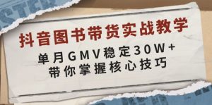 抖音图书带货实战教学，单月GMV稳定30W+，带你掌握核心技巧-巅峰资源网