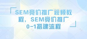 SEM竞价推广视频教程，SEM竞价推广0-1搭建流程-巅峰资源网