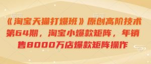《淘宝天猫打爆班》原创高阶技术第64期，淘宝小爆款矩阵，年销售8000万店爆款矩阵操作-巅峰资源网