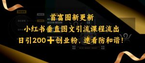 小红书垂直图文引流课程流出，日引200+创业粉，速看防和谐-巅峰资源网