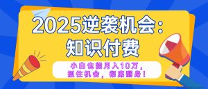2025逆袭项目——知识付费，小白也能月入10万年入百万，抓住机会彻底翻...-巅峰资源网