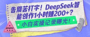 告别苦打字！DeepSeek智能创作1小时入2张？小白实操记录曝光-巅峰资源网