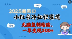 2025新风口，小红书冷知识赛道，无脑复制粘贴，一单变现300+-巅峰资源网