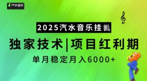 2025汽水音乐挂JI，独家技术，项目红利期，稳定月入5k【揭秘】-巅峰资源网