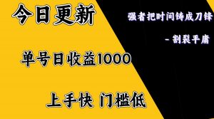 上手一天1000打底，正规项目，懒人勿扰-巅峰资源网