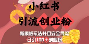 小红书引流创业粉，新模板玩法并且安全导流，日引100+创业粉-巅峰资源网
