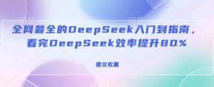 全网最全的DeepSeek入门到指南，看完DeepSeek效率提升80%(建议收藏)-巅峰资源网