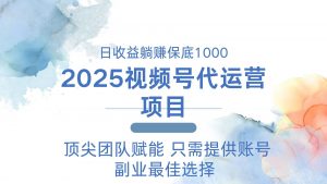2025视频号代运营 日躺赚1000＋ 只需提供账号-巅峰资源网