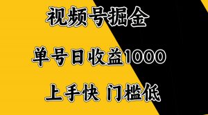 视频号掘金，单号日收益1000+，门槛低，容易上手。-巅峰资源网