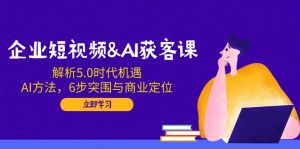 企业短视频&AI获客课：解析5.0时代机遇，AI方法，6步突围与商业定位-巅峰资源网
