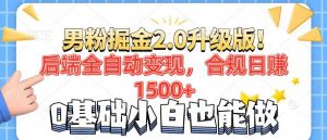 男粉项目2.0升级版！后端全自动变现，合规日赚1500+，7天干粉矩阵起号...-巅峰资源网