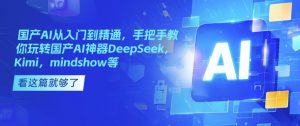国产AI从入门到精通，手把手教你玩转国产AI神器DeepSeek，Kimi，mindshow等-巅峰资源网