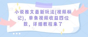 小说推文最新玩法(视频标记)，单条视频收益四位数，详细教程来了-巅峰资源网