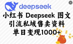 小红书Deepseek图文引流私域售卖资料，单日变现多张-巅峰资源网