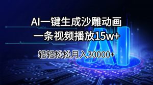 AI一键生成沙雕动画一条视频播放15Wt轻轻松松月入30000+-巅峰资源网