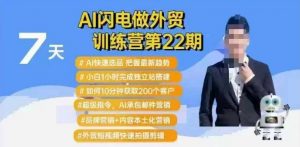 AI闪电做外贸训练营第22期：Al快速选品+小白1小时完成独立站搭建+10分钟获取200个客户等-巅峰资源网