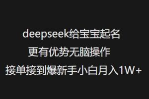 deepseek给宝宝起名更有优势无脑操作接单接到爆新手小白月入1W+-巅峰资源网