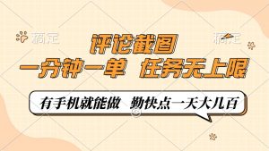 评论截图，一分钟一单，有手机就能做，任务无上限，轻松一天大几百-巅峰资源网