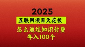 2025项目天花板，普通怎么通过知识付费翻身，年入百个【揭秘】-巅峰资源网