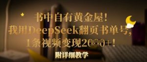 书中自有黄金屋！我用DeepSeek翻页书单号，1条视频变现多张！附详细教学-巅峰资源网