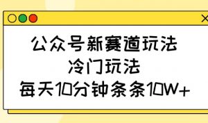 公众号新赛道玩法，冷门玩法，每天10分钟条条10W+-巅峰资源网