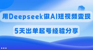 佣金45%，用Deepseek做AI短视频变现，5天出单起号经验分享-巅峰资源网