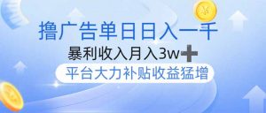 撸广告躺赚，单设备日入1000+，月入3w+，今年最强撸广告上线-巅峰资源网