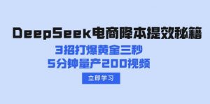 DeepSeek电商降本提效秘籍：3招打爆黄金三秒，5分钟量产200视频-巅峰资源网