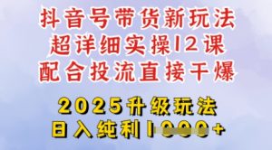 2025全新升级抖音带货玩法，一天纯利四位数，从剪辑到选品再到发布投流，超详细玩法揭秘-巅峰资源网