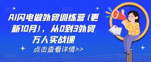 AI闪电做外贸训练营(更新25年3月)，从0到3外贸万人实战课-巅峰资源网
