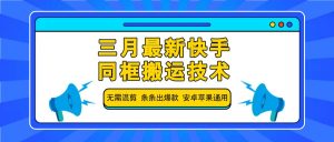 三月最新快手同框搬运技术，无需混剪 条条出爆款 安卓苹果通用-巅峰资源网