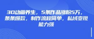 3D动画养生，5条作品涨粉5万，条条爆款，制作流程简单，私域变现能力强-巅峰资源网