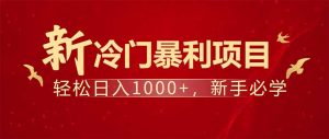 项目名称：每天一小时，轻松到手1000，冷门赚钱项目！-巅峰资源网