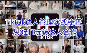 Tiktok达人管理实战秘籍：从0到1玩转达人合作-巅峰资源网