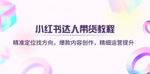 小红书达人带货教程：精准定位找方向，爆款内容创作，精细运营提升-巅峰资源网