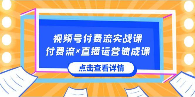 视频号付费流实战课，付费流×直播运营速成课，让你快速掌握视频号核心运营技能-巅峰资源网