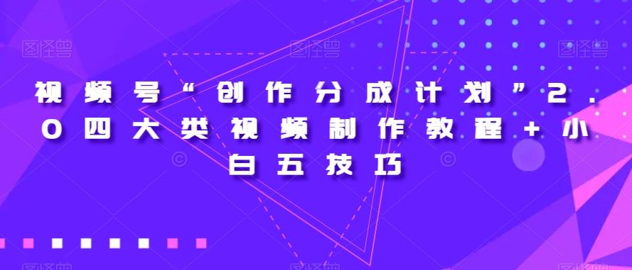 视频号“创作分成计划”2.0四大类视频制作教程+小白五技巧【揭秘】-巅峰资源网