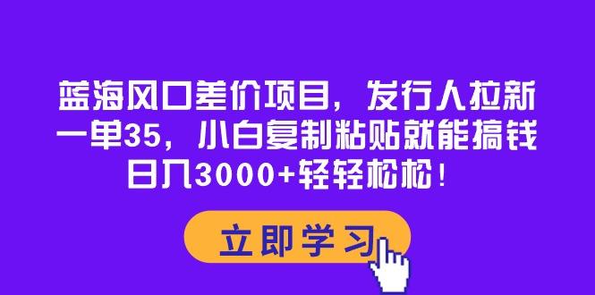 蓝海风口差价项目，发行人拉新，一单35，小白复制粘贴就能搞钱！日入30…-巅峰资源网