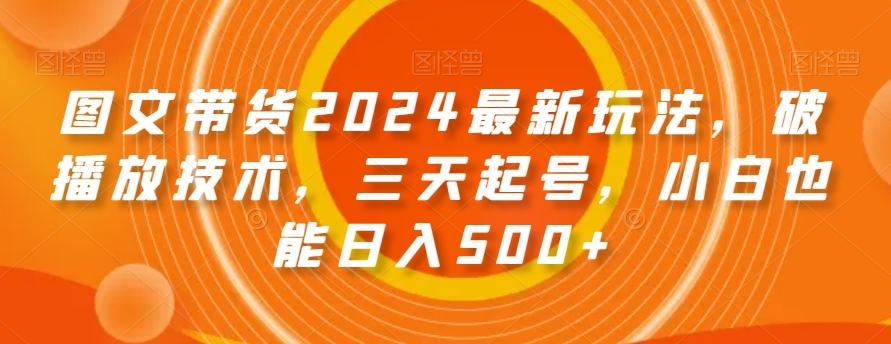 图文带货2024最新玩法，破播放技术，三天起号，小白也能日入500+【揭秘】-巅峰资源网
