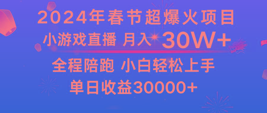 龙年2024过年期间，最爆火的项目 抓住机会 普通小白如何逆袭一个月收益30W+-巅峰资源网