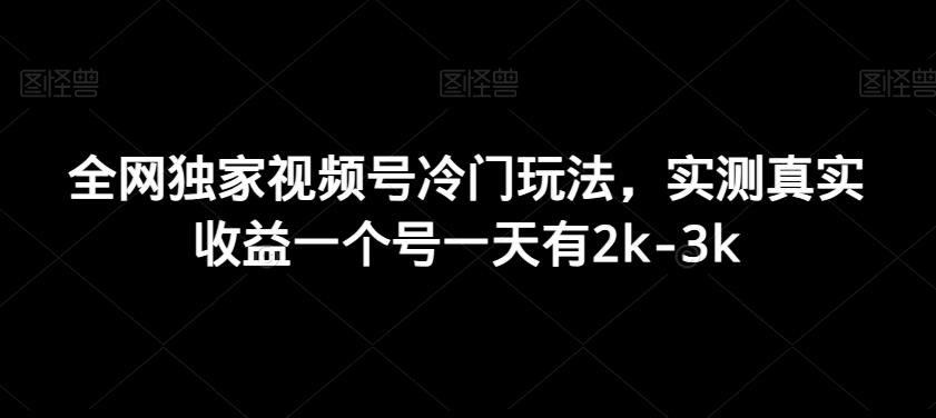 全网独家视频号冷门玩法，实测真实收益一个号一天有2k-3k-巅峰资源网