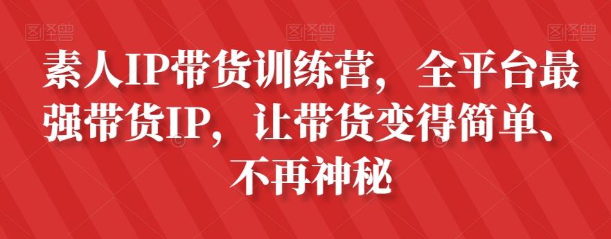 素人IP带货训练营，全平台最强带货IP，让带货变得简单、不再神秘-巅峰资源网
