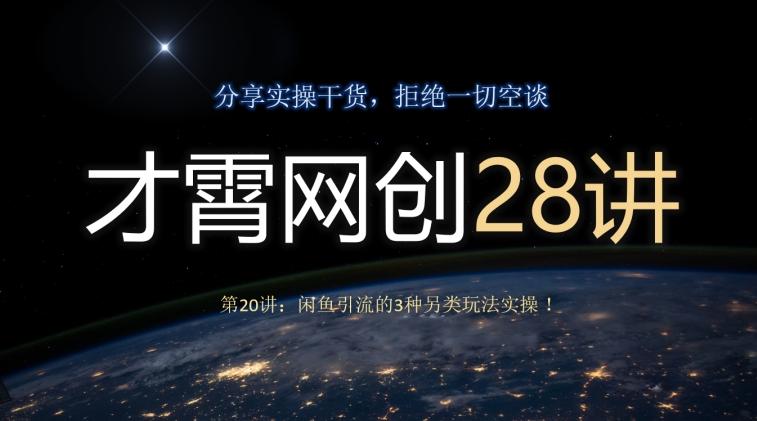 才霄网创28讲第20讲：闲鱼引流的3种另类玩法实操！-巅峰资源网