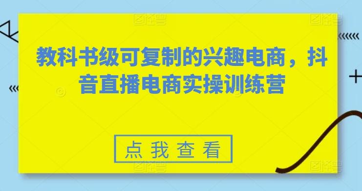 教科书级可复制的兴趣电商，抖音直播电商实操训练营-巅峰资源网